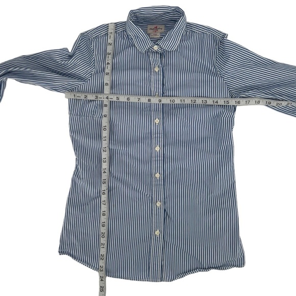 J Crew Haberdashery Blue White Striped Long Sleeve Shirt Size XXS Women's - Picture 4 of 5